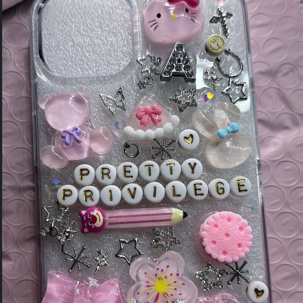 Junk Phone Case with Pink and Silver Accents